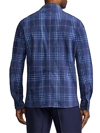 Plaid-Print Suede Overshirt