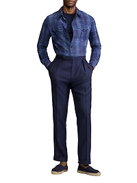 Plaid-Print Suede Overshirt