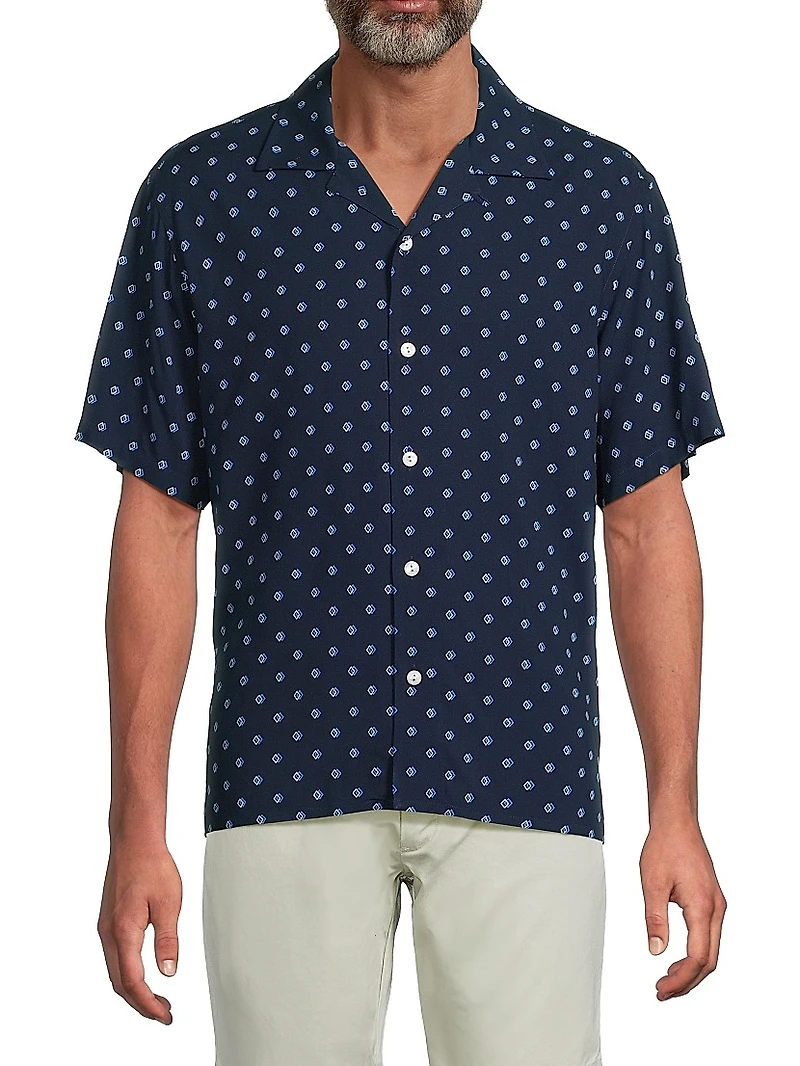 Geometric-Print Camp Shirt