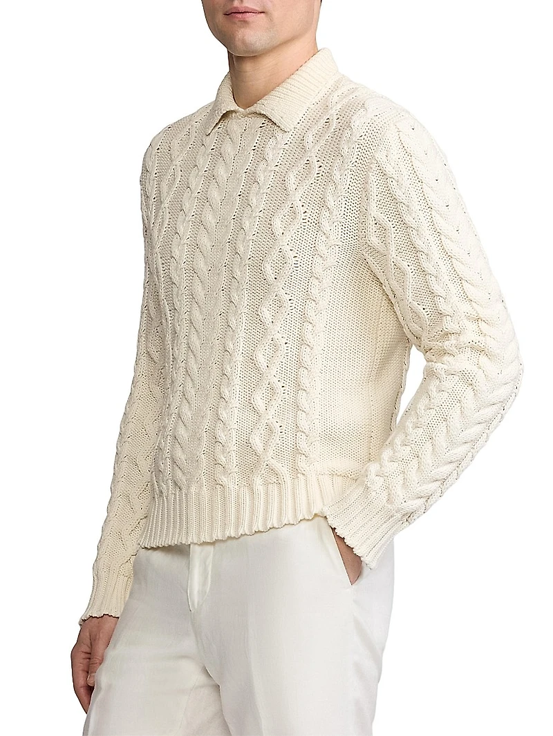 Cable-Knit Cotton-Blend Sweater