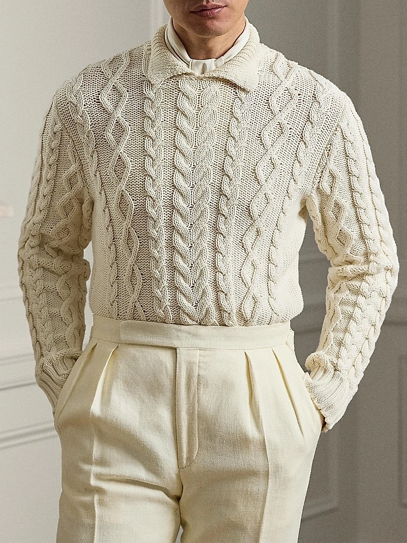 Cable-Knit Cotton-Blend Sweater