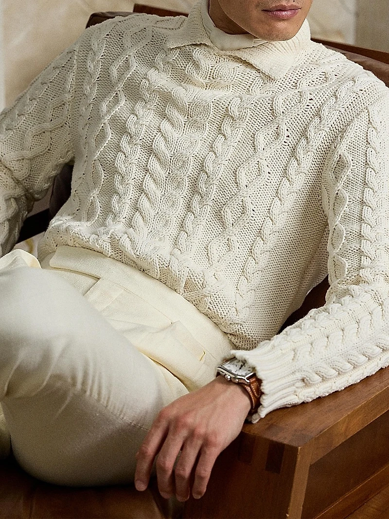Cable-Knit Cotton-Blend Sweater