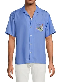 Capri Print Camp Collar Short-Sleeve Shirt
