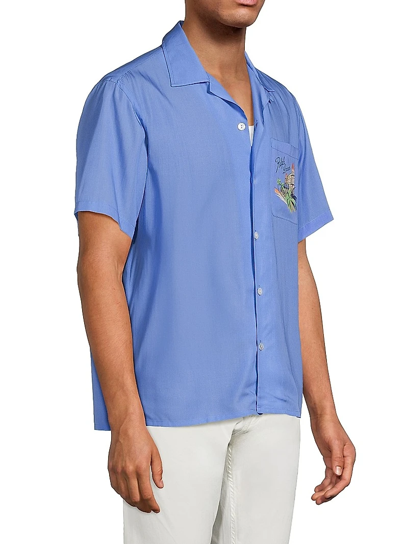 Capri Print Camp Collar Short-Sleeve Shirt