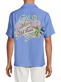 Capri Print Camp Collar Short-Sleeve Shirt