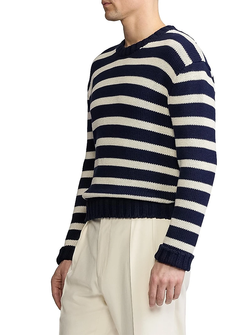 Striped Classic-Fit Cotton Crewneck Sweater