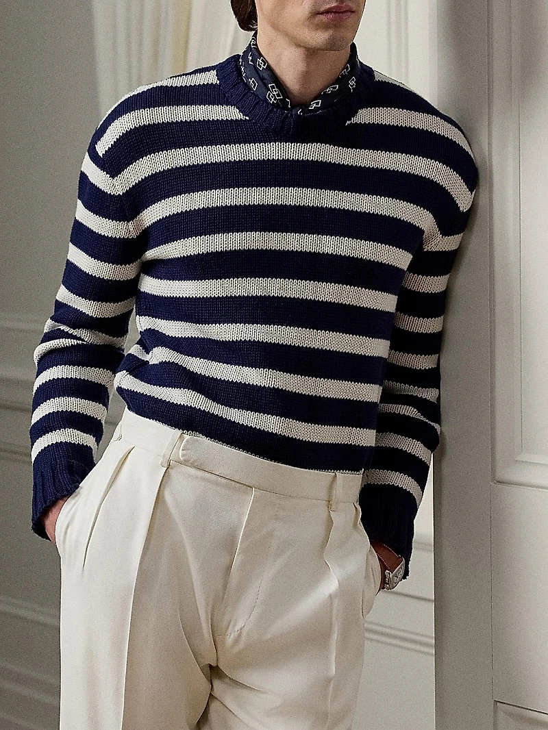 Striped Classic-Fit Cotton Crewneck Sweater