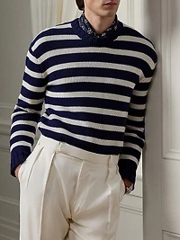 Striped Classic-Fit Cotton Crewneck Sweater