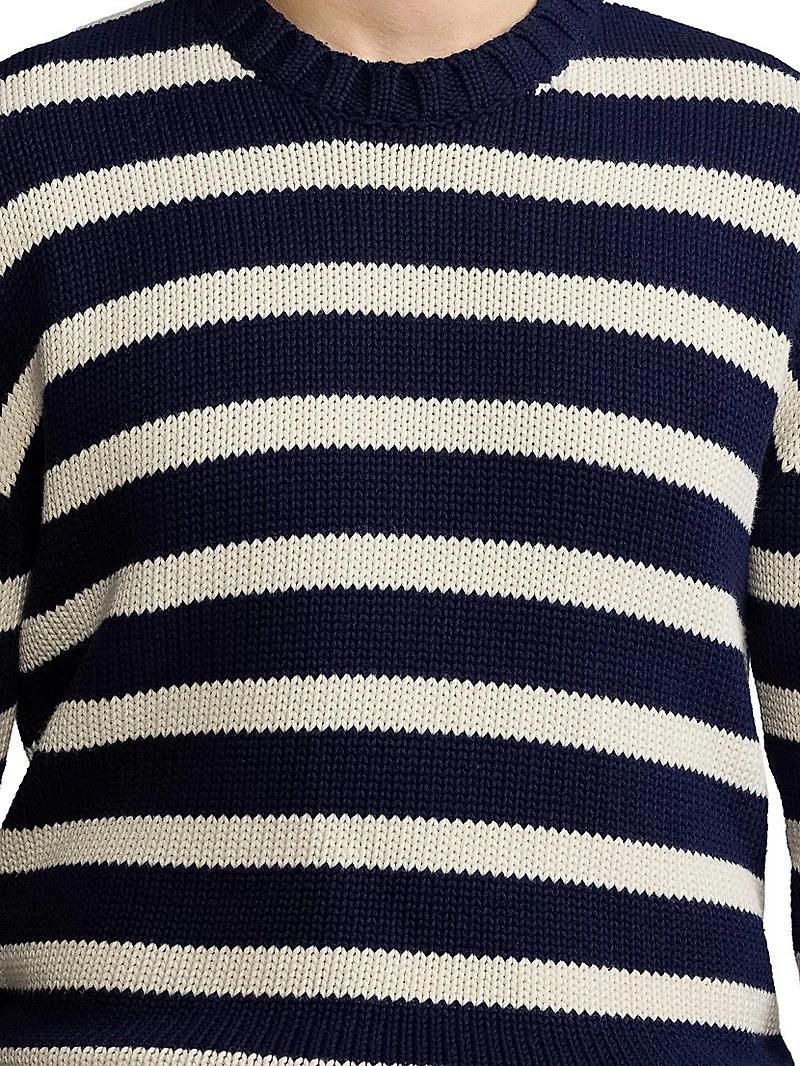Striped Classic-Fit Cotton Crewneck Sweater