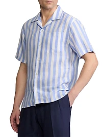 Striped Linen Camp Shirt