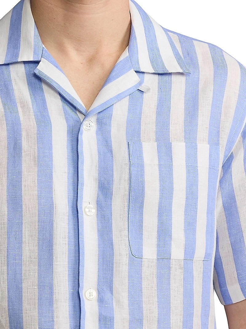 Striped Linen Camp Shirt
