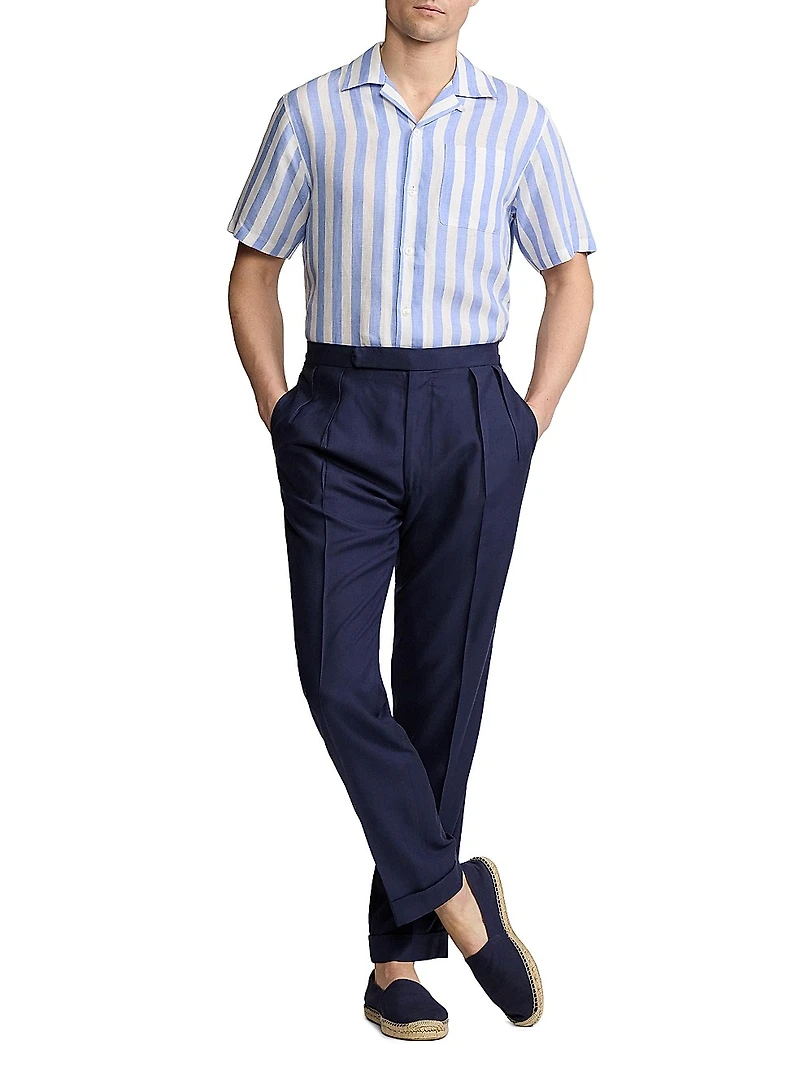 Striped Linen Camp Shirt