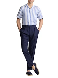 Striped Linen Camp Shirt