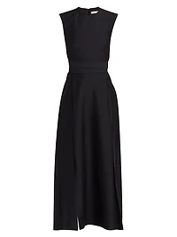 Audrey Silk-Wool Woven Faille Open-Back Maxi Dress
