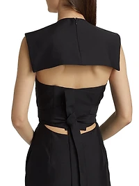 Audrey Silk-Wool Woven Faille Open-Back Maxi Dress