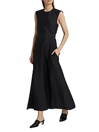 Audrey Silk-Wool Woven Faille Open-Back Maxi Dress