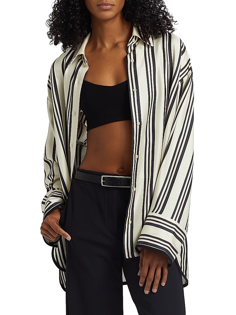 Vivi Stripe Silk Twill Shirt