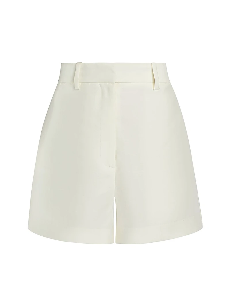 Pilar Silk & Wool Woven Faille High-Waisted Shorts