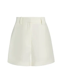 Pilar Silk & Wool Woven Faille High-Waisted Shorts