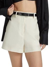 Pilar Silk & Wool Woven Faille High-Waisted Shorts
