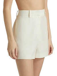 Pilar Silk & Wool Woven Faille High-Waisted Shorts