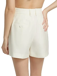Pilar Silk & Wool Woven Faille High-Waisted Shorts