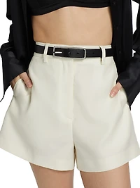 Pilar Silk & Wool Woven Faille High-Waisted Shorts