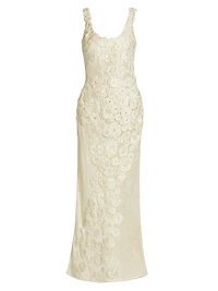 Emily Floral Crocheted Silk Maxi Dress