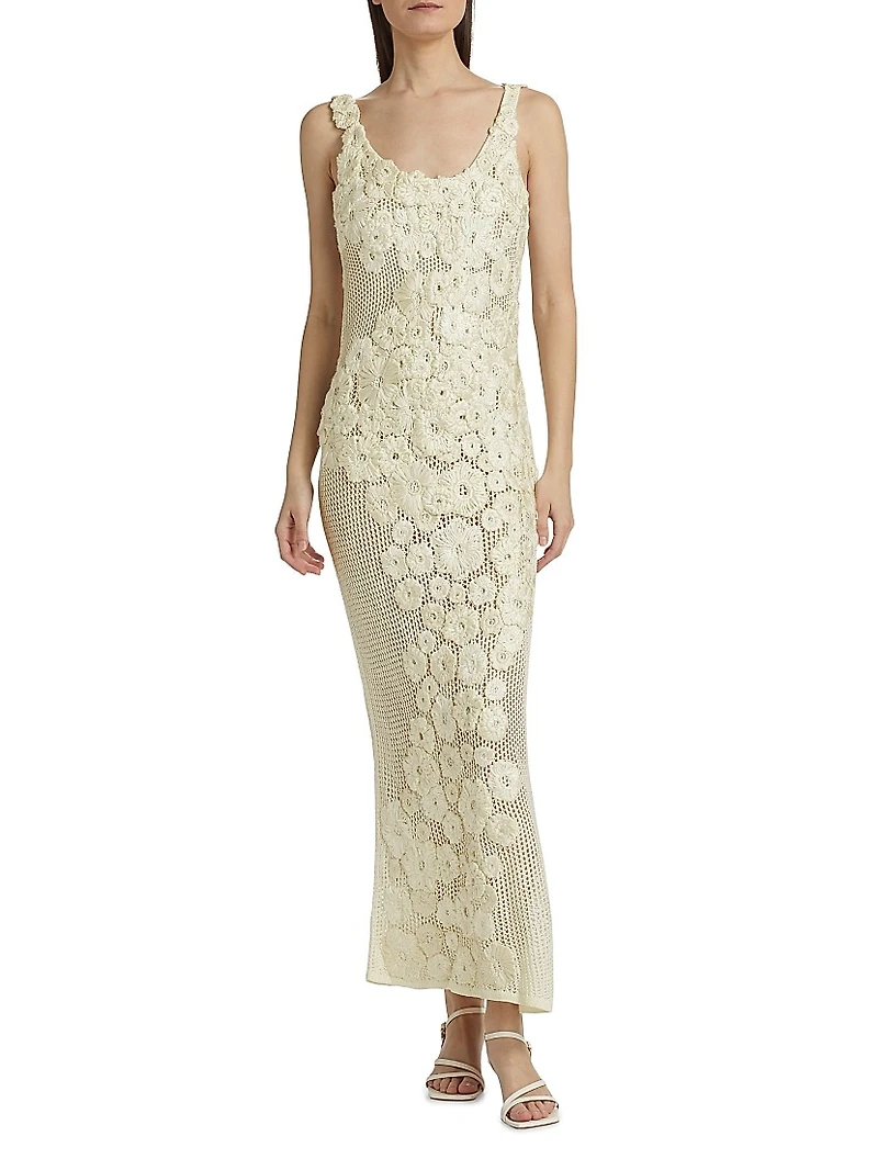 Emily Floral Crocheted Silk Maxi Dress