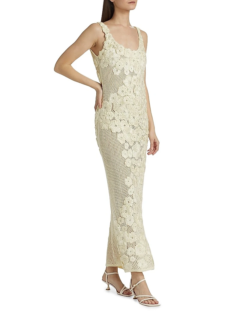 Emily Floral Crocheted Silk Maxi Dress