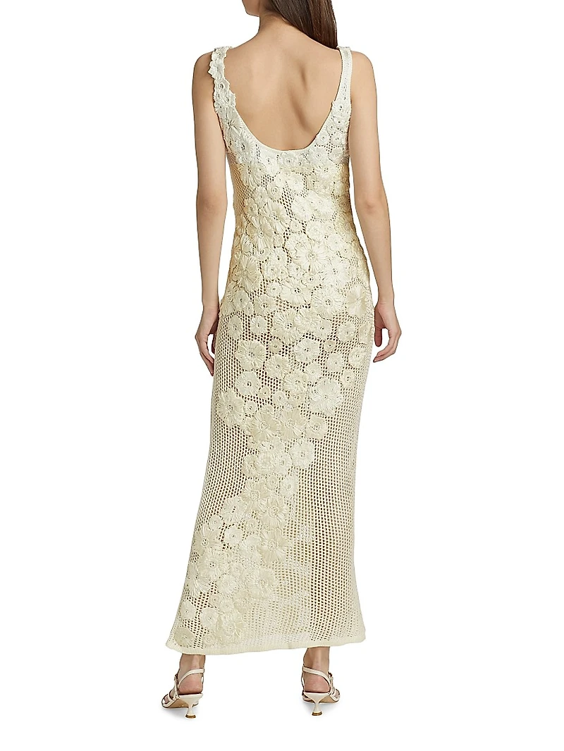 Emily Floral Crocheted Silk Maxi Dress