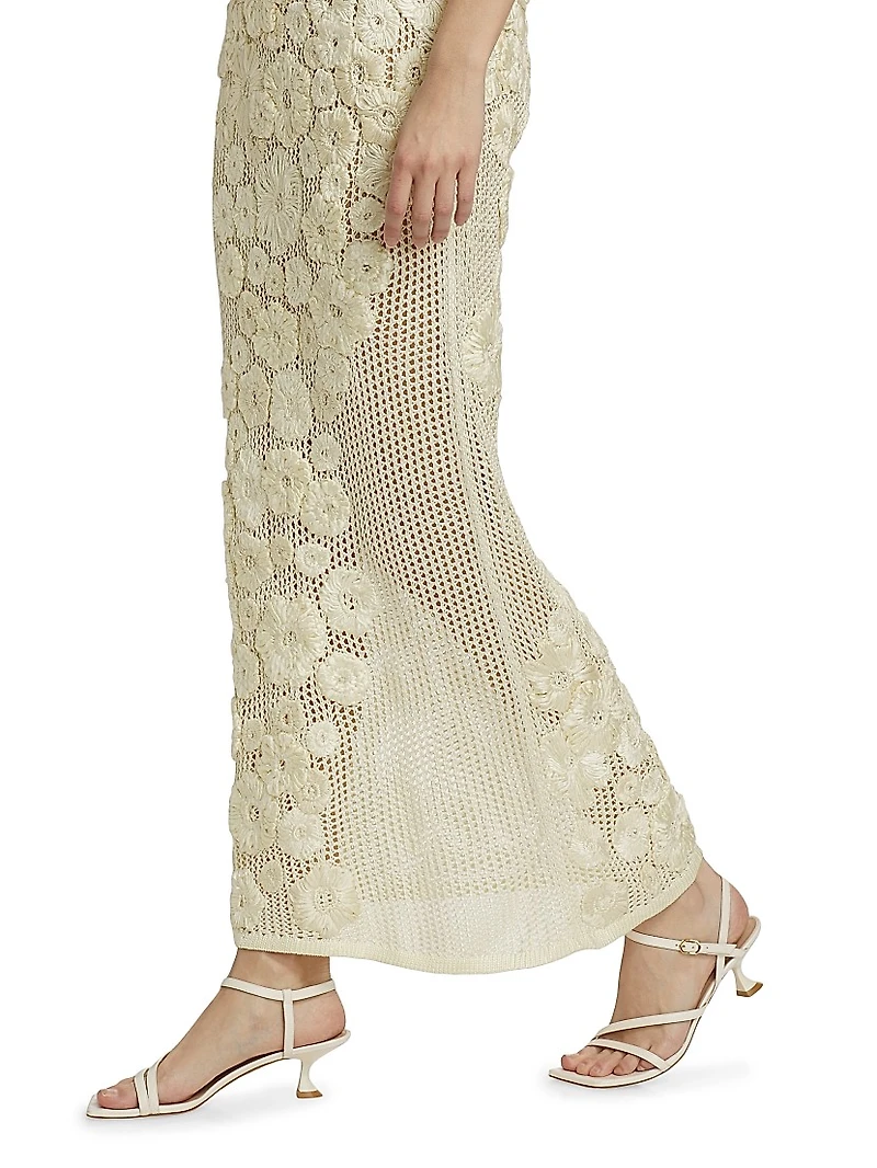 Emily Floral Crocheted Silk Maxi Dress