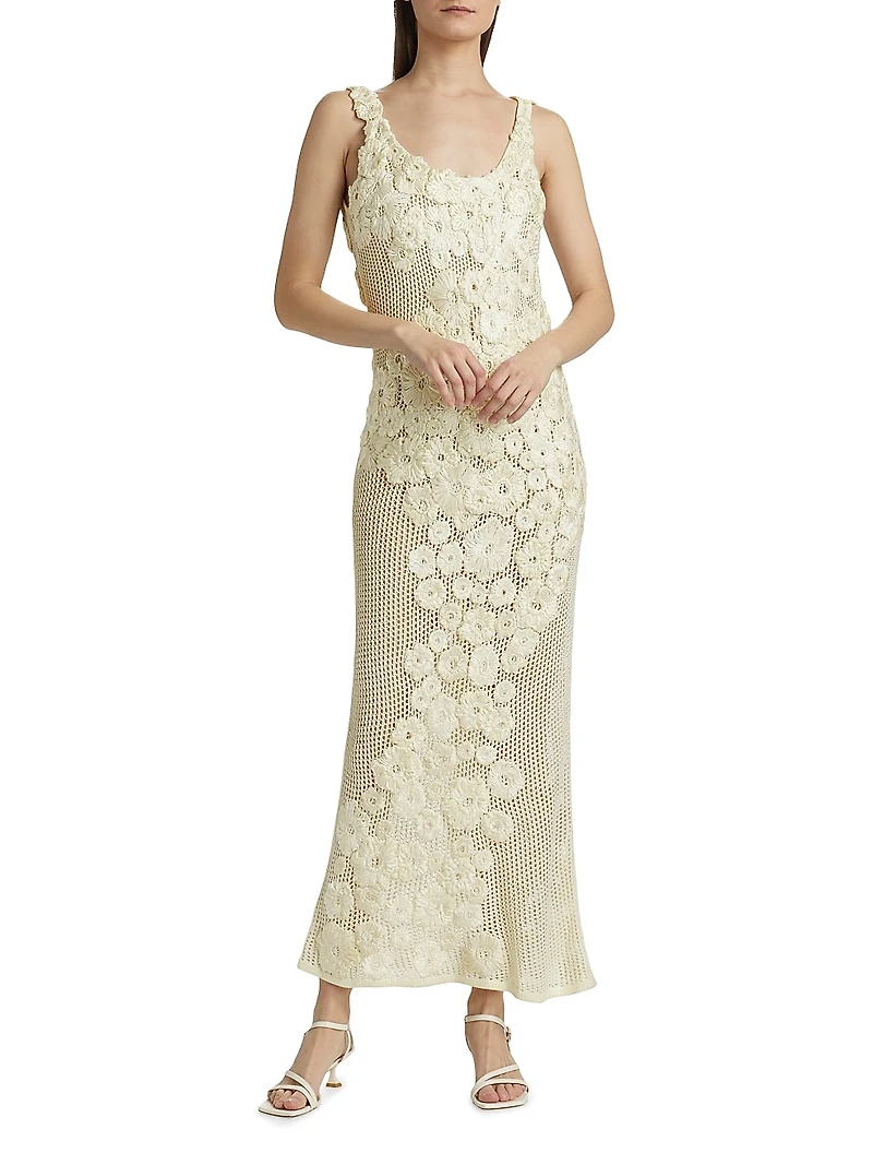 Emily Floral Crocheted Silk Maxi Dress