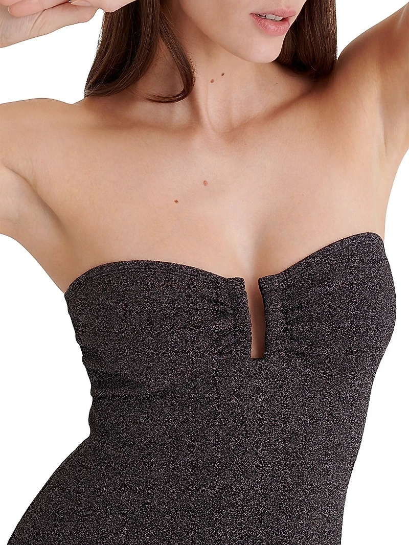 Scintillant Glitter Bustier One-Piece Swimsuit