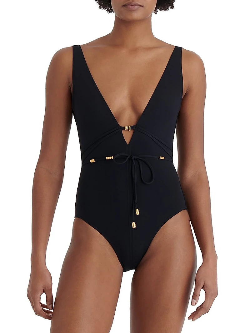 Lagon Jewel Beaded Tank One-Piece Swimsuit