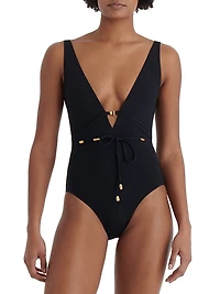 Lagon Jewel Beaded Tank One-Piece Swimsuit