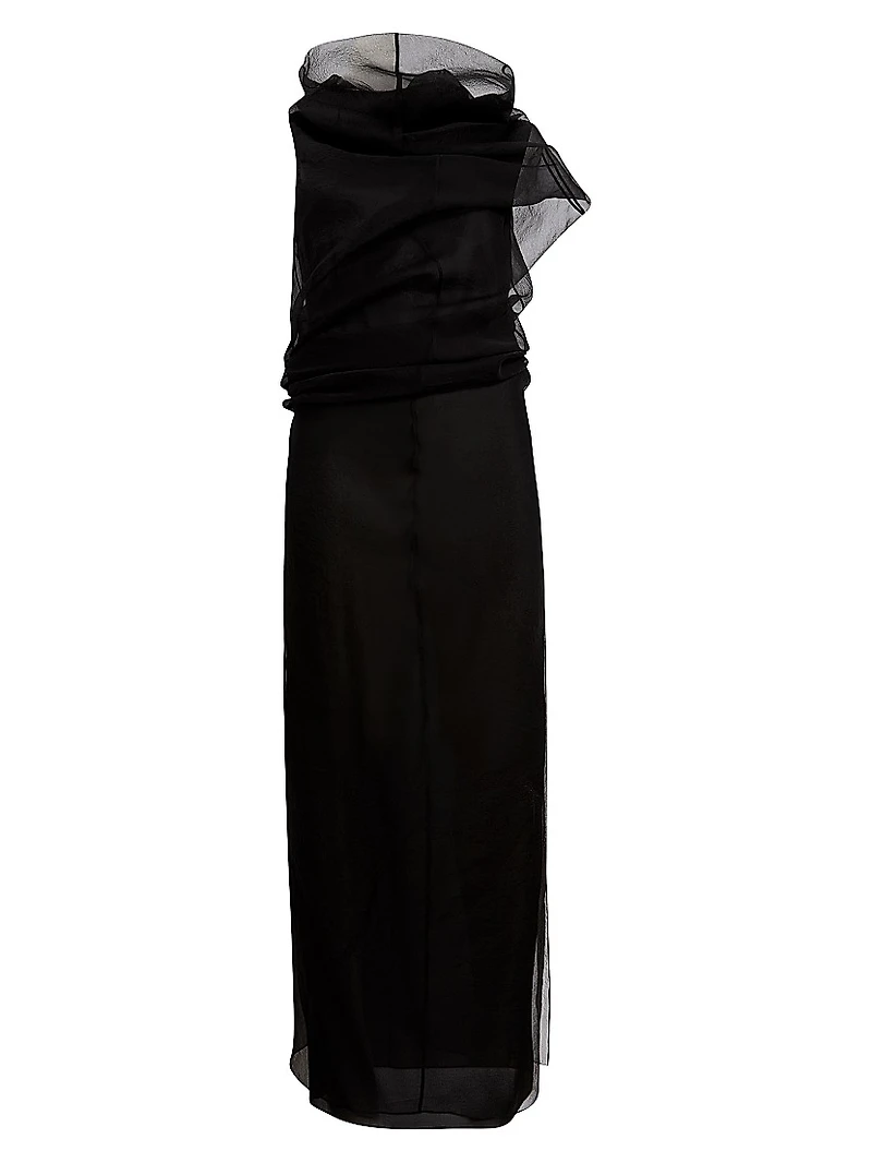 Jeanty Draped Silk Organza Maxi Dress