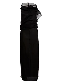 Jeanty Draped Silk Organza Maxi Dress