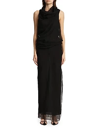 Jeanty Draped Silk Organza Maxi Dress