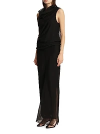 Jeanty Draped Silk Organza Maxi Dress