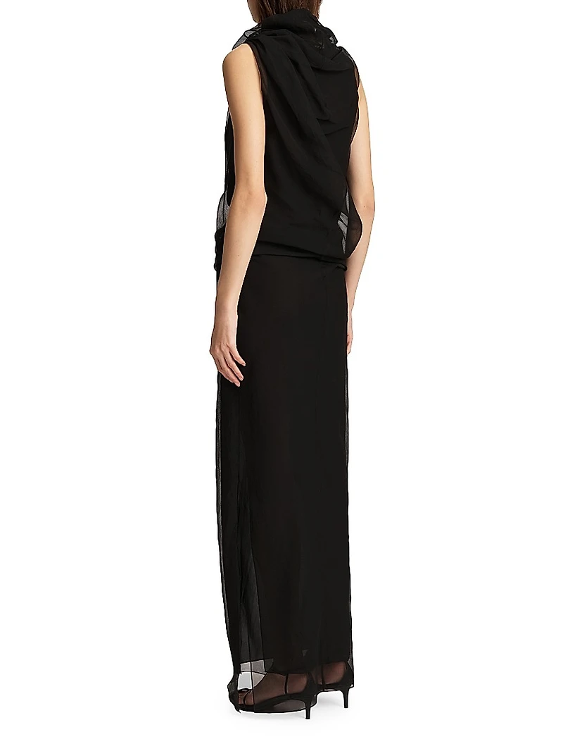 Jeanty Draped Silk Organza Maxi Dress