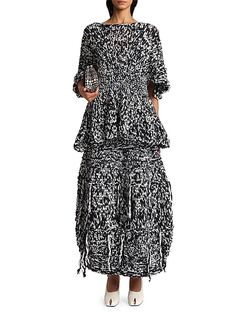 Inna Cotton-Blend Tweed Maxi Skirt