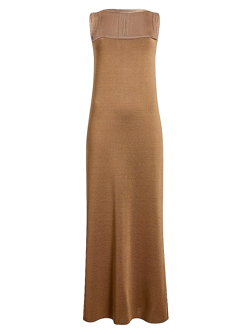 Ruslan Fringed Satin Sleeveless Maxi Dress