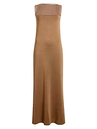 Ruslan Fringed Satin Sleeveless Maxi Dress