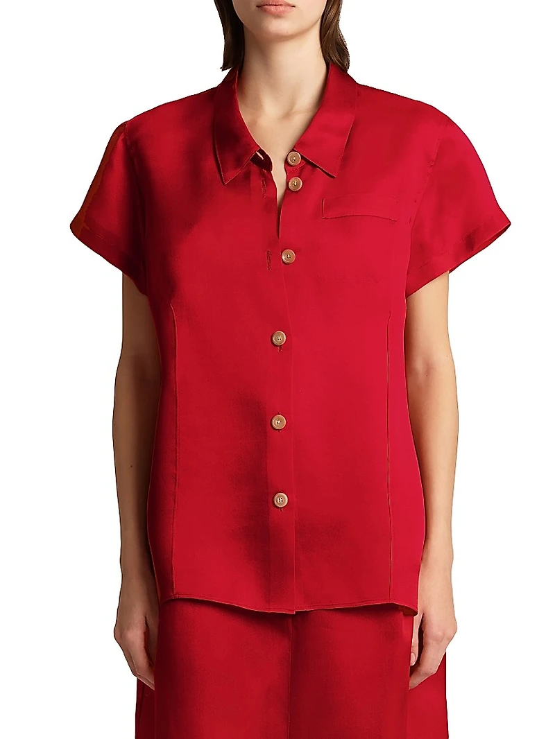 Keefe Silk Button-Front Top