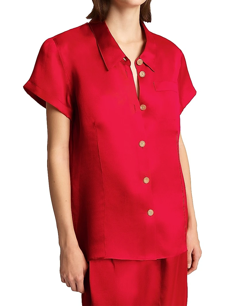 Keefe Silk Button-Front Top