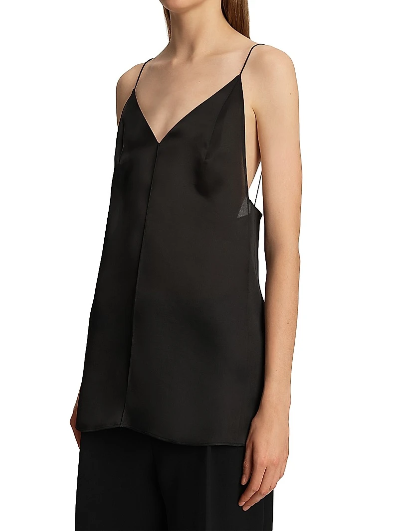 Talsie Silk Plunging V-Neck Top