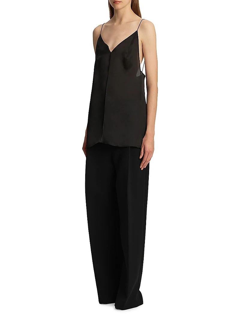 Talsie Silk Plunging V-Neck Top