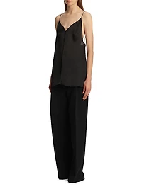 Talsie Silk Plunging V-Neck Top