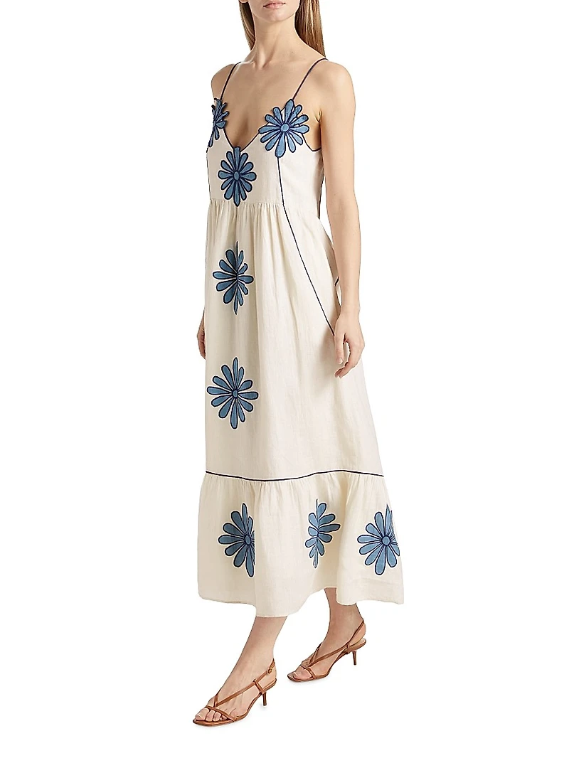 Carmen Linen Daisy Maxi Dress